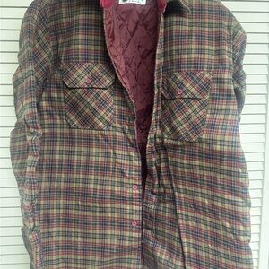 Men's Plaid Shirt Jacket - Red and Green